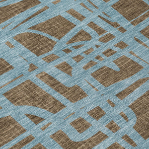 Abstract Washable Polyester Area Rug for Indoor Outdoor Living Spaces Patios and Entryways