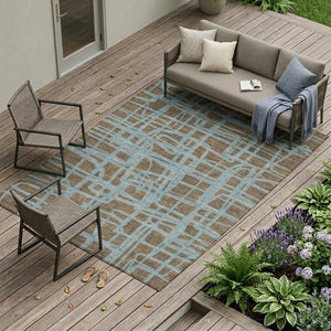 Abstract Washable Polyester Area Rug for Indoor Outdoor Living Spaces Patios and Entryways