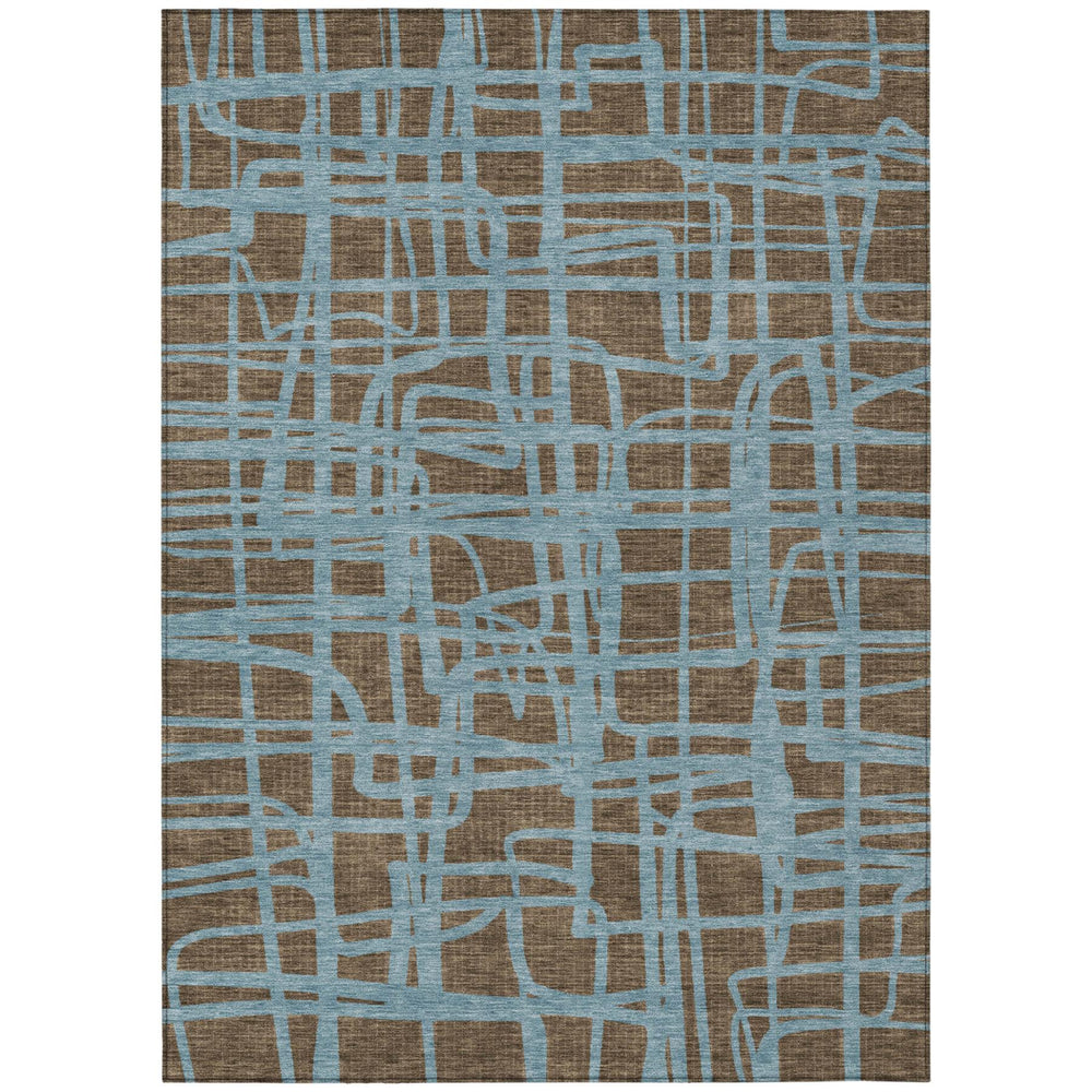HomeRoots Abstract Washable Polyester Area Rug for Indoor Outdoor Living Spaces Patios and Entryways 10' x 14' 727236