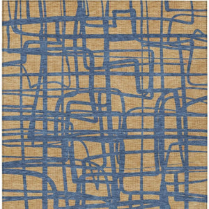 Abstract Gold Copper Polyester Area Rug Washable Indoor Outdoor Stain Resistant Felt Back