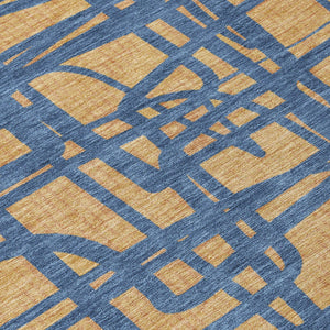Abstract Gold Copper Polyester Area Rug Washable Indoor Outdoor Stain Resistant Felt Back
