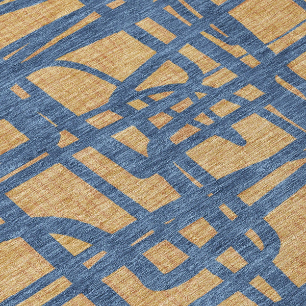 Abstract Gold Copper Polyester Area Rug Washable Indoor Outdoor Stain Resistant Felt Back