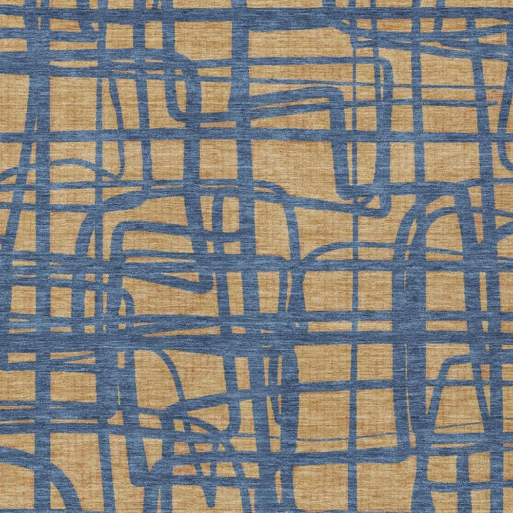 Abstract Gold Copper Polyester Area Rug Washable Indoor Outdoor Stain Resistant Felt Back