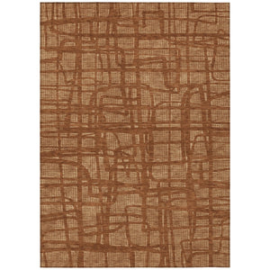 HomeRoots 9x12 Abstract Polyester Area Rug Washable Bold Copper Tones for Patio or Living Room 727253