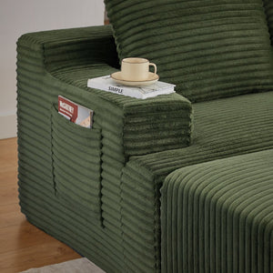 English Elm U-shaped Corduroy Cloud Sectional Modular Sofa Deep Seat Lounge for Living Room W2339S00103