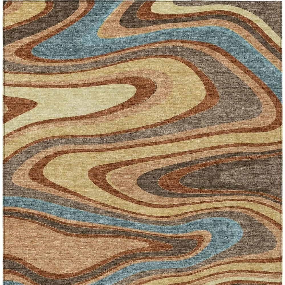 HomeRoots 10 X 14 Abstract Metallic Polyester Area Rug for Indoor Outdoor Living Spaces 727350