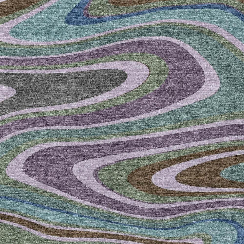 HomeRoots 9 X 12 Abstract Purple Plum Washable Polyester Area Rug for Indoor Outdoor Spaces 727361