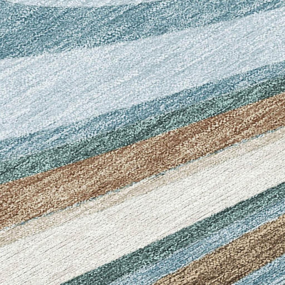 HomeRoots Teal Turquoise Abstract Washable Polyester Area Rug for Indoor Outdoor Living Spaces 10' x 14' 727368