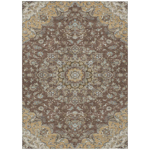 HomeRoots 5 X 8 Floral Medallion Polyester Area Rug Machine Washable Indoor Outdoor Patio 727376