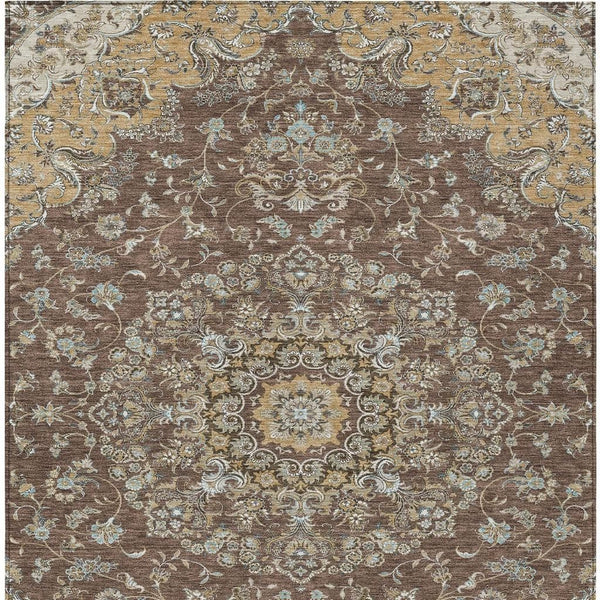 5 X 8 Floral Medallion Polyester Area Rug Machine Washable Indoor Outdoor Patio
