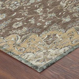 5 X 8 Floral Medallion Polyester Area Rug Machine Washable Indoor Outdoor Patio