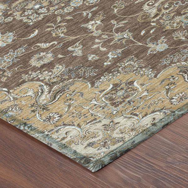 5 X 8 Floral Medallion Polyester Area Rug Machine Washable Indoor Outdoor Patio