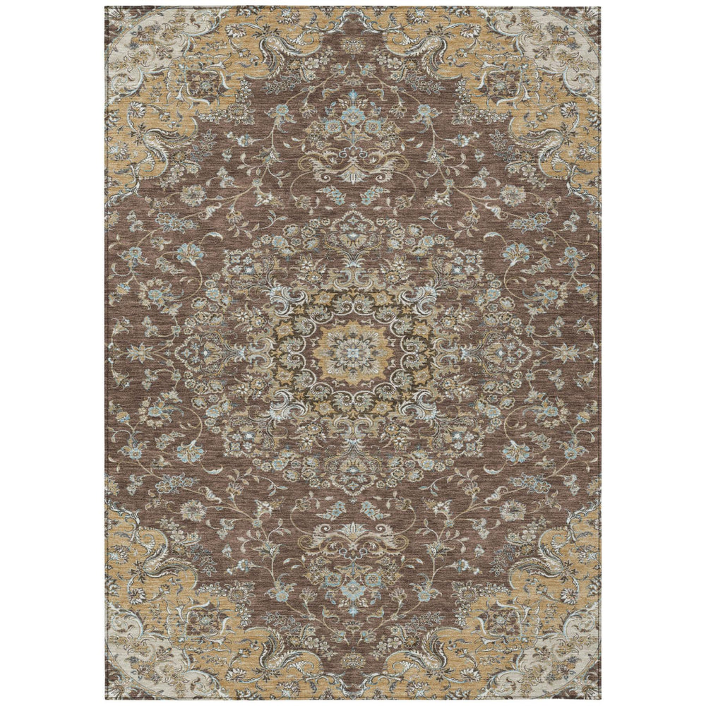 HomeRoots 10 Ft X 14 Ft Floral Medallion Polyester Area Rug Washable for Indoor Outdoor Use 727380