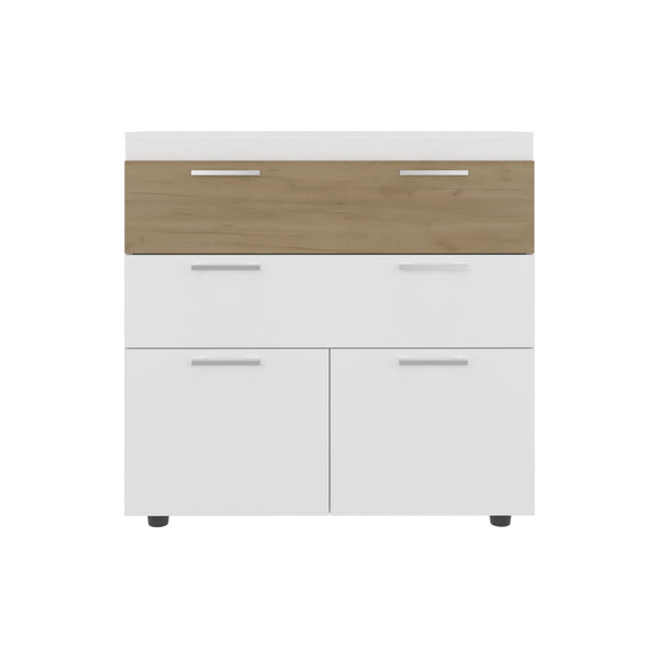 English Elm Belton Bedroom Dresser with Pull Out Drawers Drop Down Doors and Interior Shelving B200P445765