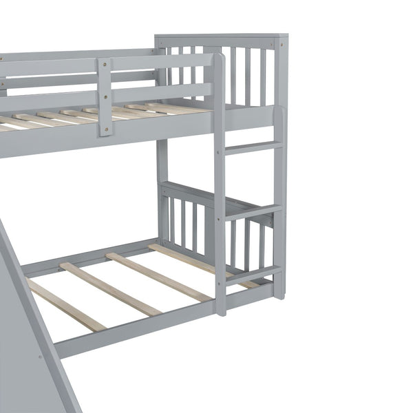 English Elm Twin Over Kids Bunk Bed with Slide Ladder Pine Frame White Finish LT000108AAE-1