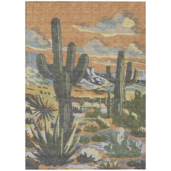 Copper Purple Tree Print Washable Polyester Indoor Outdoor Area Rug for Patio or Living Room