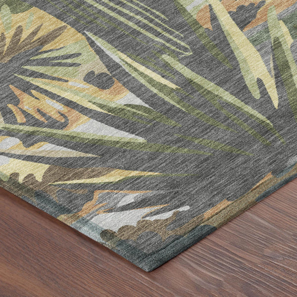 8 Foot Round Washable Polyester Rug with Copper Purple Trees for Patio or Foyer