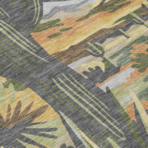 Copper Purple Tree Print Washable Polyester Indoor Outdoor Area Rug for Patio or Living Room