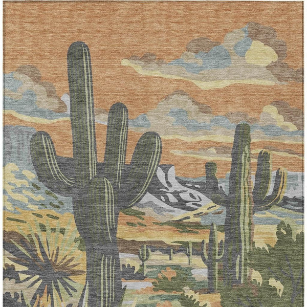 Copper Purple Tree Print Washable Polyester Indoor Outdoor Area Rug for Patio or Living Room