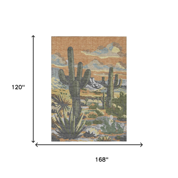 Copper Purple Tree Print Washable Polyester Indoor Outdoor Area Rug for Patio or Living Room