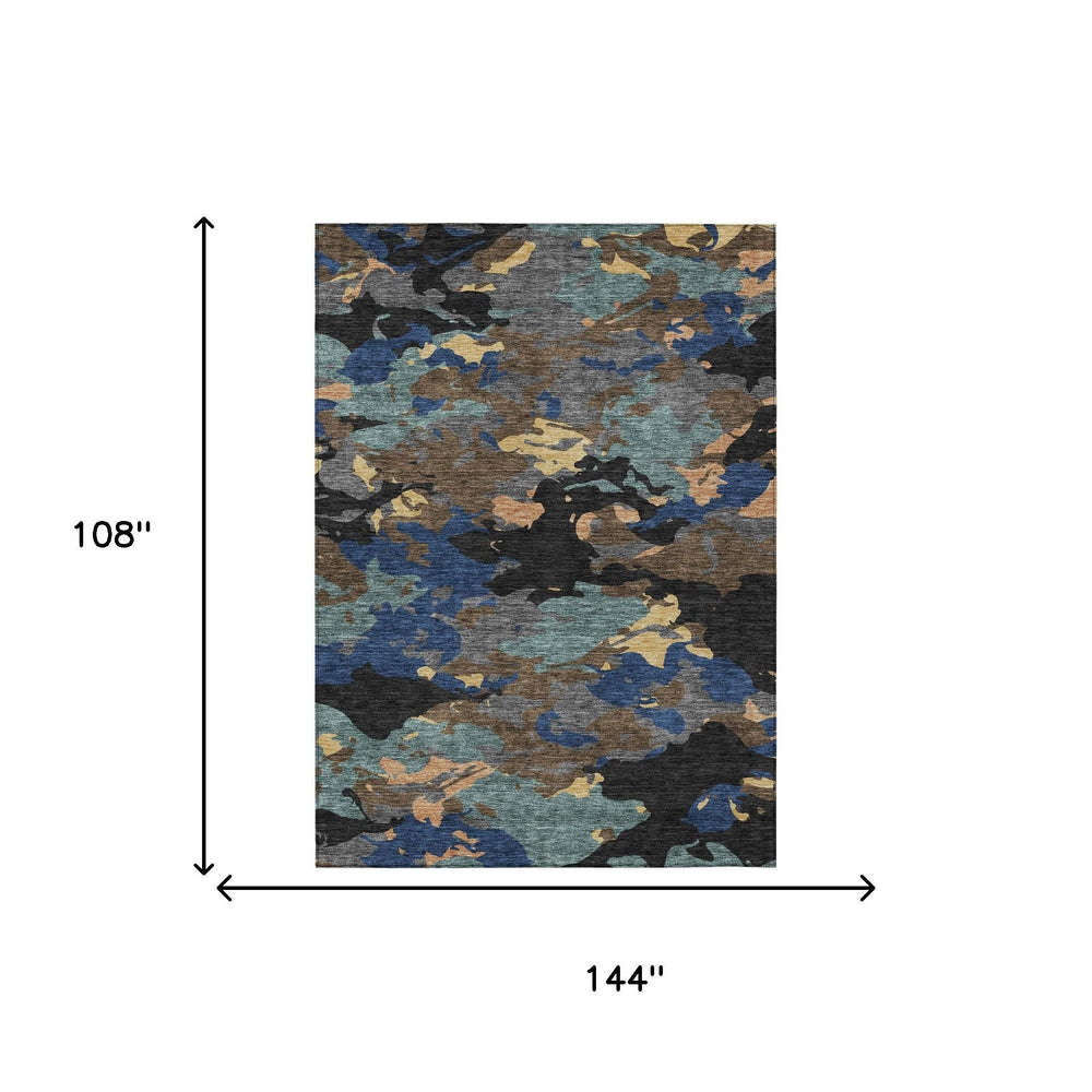 9x12 Abstract Polyester Area Rug Machine Washable Indoor Outdoor Patio Living Room