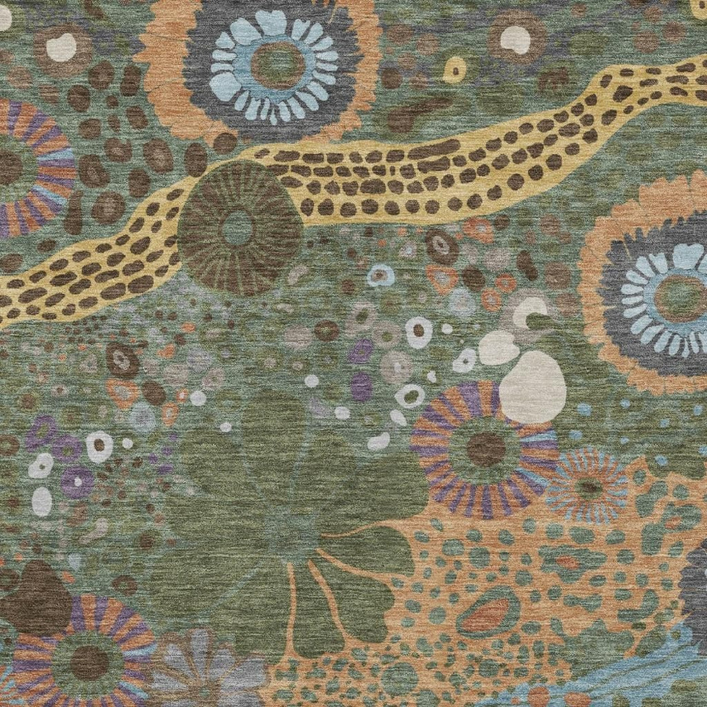 Floral Polyester Area Rug Washable Indoor Outdoor for Patio Porch and Living Room