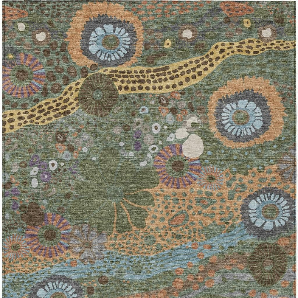 Floral Polyester Area Rug Washable Indoor Outdoor for Patio Porch and Living Room