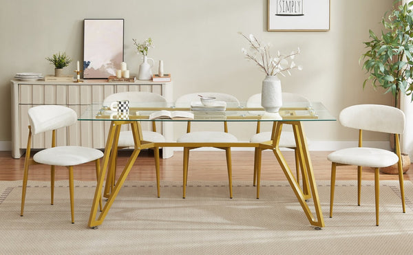 English Elm Set of 2 Velvet Dining Chairs Gold Metal Legs Curved Back Glam Kitchen Seating W1162P440046