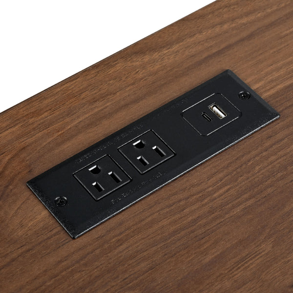 English Elm K&K 55.5" Farmhouse Kitchen Island with Sliding Barn Door, Drop Leaf, Charging Station, Wheels White N707P288229W