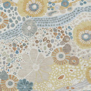 Floral Polyester Area Rug Machine Washable Indoor Outdoor for Patios and Living Rooms