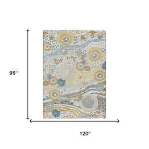 Floral Polyester Area Rug Machine Washable Indoor Outdoor for Patios and Living Rooms