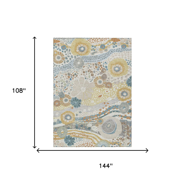 Floral Polyester Area Rug Machine Washable Indoor Outdoor for Patios and Living Rooms