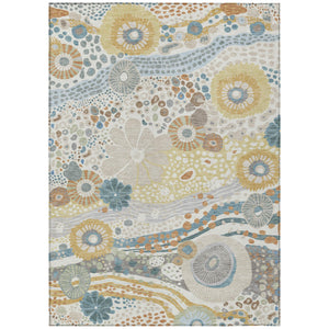 HomeRoots Floral Polyester Area Rug Machine Washable Indoor Outdoor for Patios and Living Rooms 10' x 14' 727512