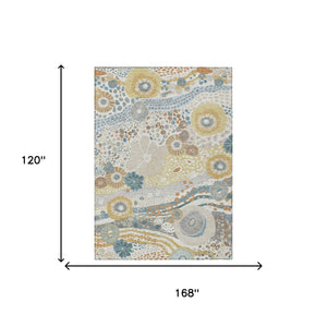Floral Polyester Area Rug Machine Washable Indoor Outdoor for Patios and Living Rooms