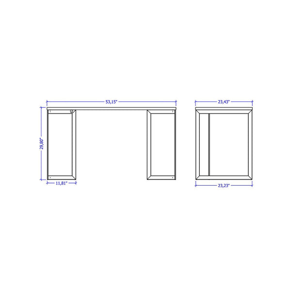 Lexington 53.15 Desk in Black 72752 Manhattan Comfort