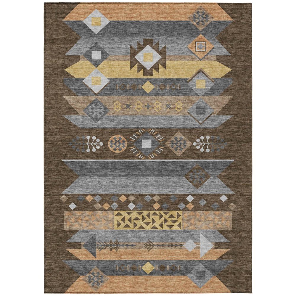 HomeRoots Geometric Polyester Area Rug Washable Indoor Outdoor for Patio and Living Room High Traffic 10' x 14' 727536