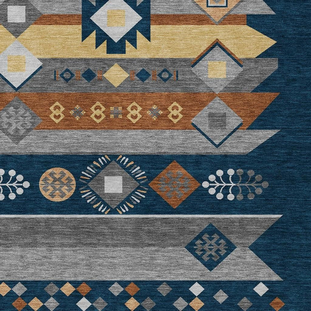 HomeRoots Geometric Washable Indoor Outdoor Polyester Area Rug Stain Resistant for Patio Living Room 5' x 8' 727544