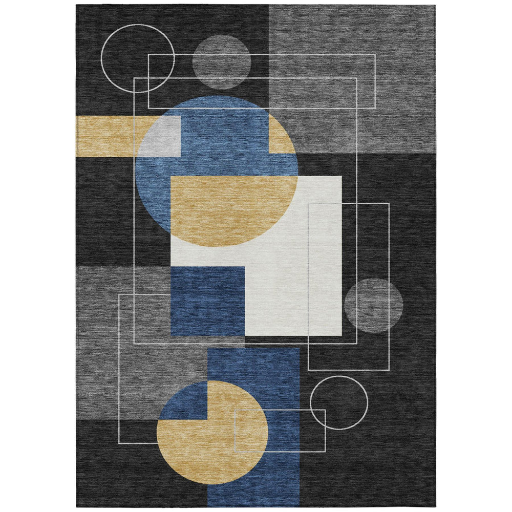 HomeRoots 8x10 Geometric Polyester Indoor Outdoor Rug Washable Low Pile for Patio or Living Room 727564