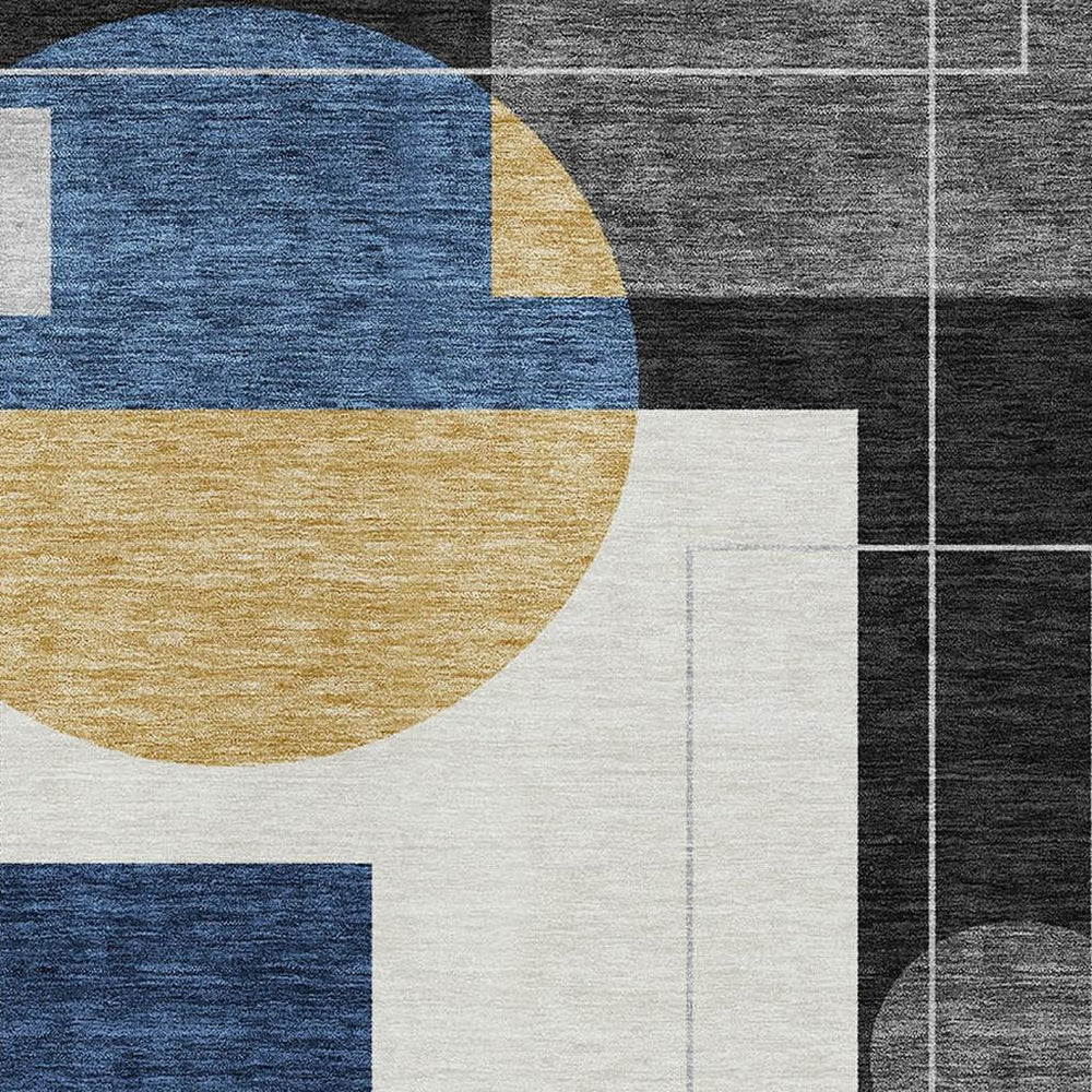 HomeRoots 8x10 Geometric Polyester Indoor Outdoor Rug Washable Low Pile for Patio or Living Room 727564
