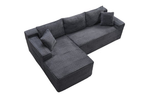 English Elm 94.5" Jumbo Corduroy Cloud Sectional Deep Seat L-shape Sofa for Living Room Lounging W5515P479903