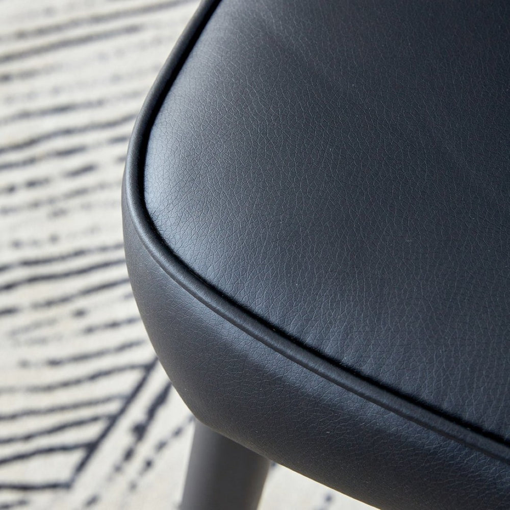 English Elm Modern Pu Leather Dining Chair Set of Six with Curved Back and Polished Metal Legs W1151P370776