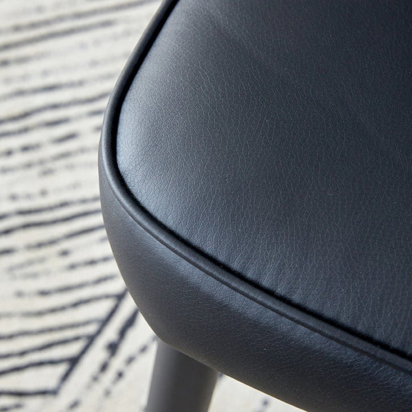 English Elm Modern Pu Leather Dining Chair Set of Six with Curved Back and Polished Metal Legs W1151P370776
