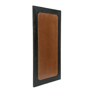 64 Inch Solid Wood Leaning Floor Mirror with Full Length Framed Black Finish