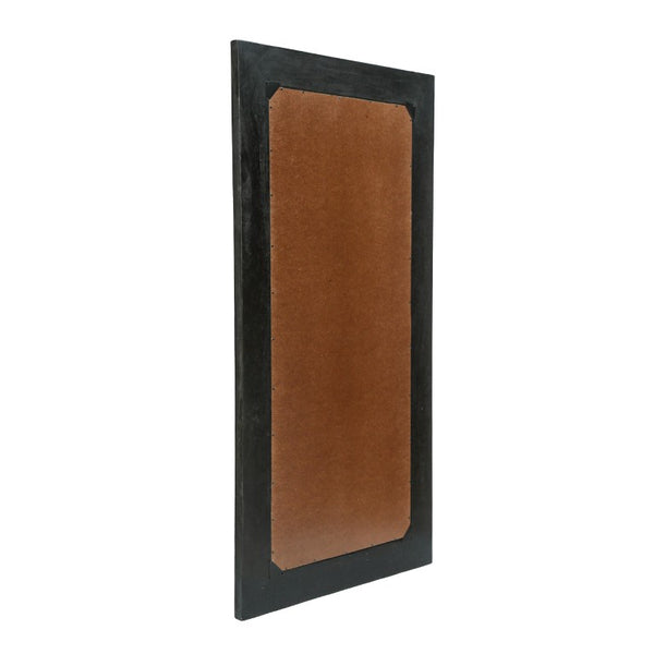 64 Inch Solid Wood Leaning Floor Mirror with Full Length Framed Black Finish