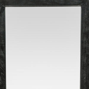 64 Inch Solid Wood Leaning Floor Mirror with Full Length Framed Black Finish