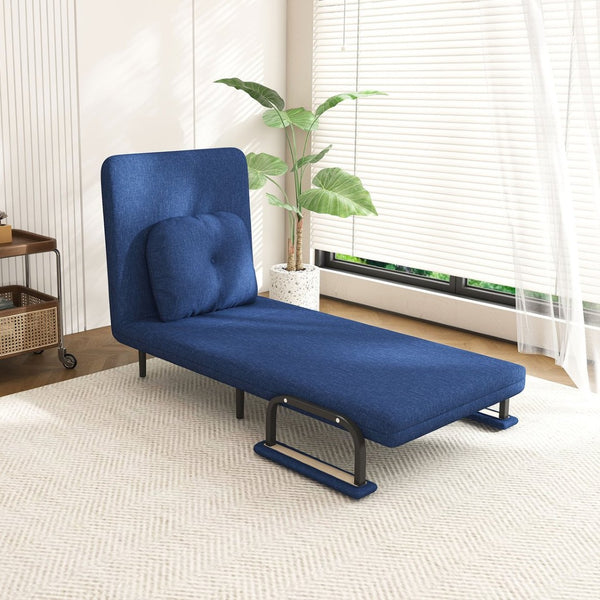 English Elm Folding Convertible Chair Sleeper with Steel Frame and 5 Position Adjustable Backrest W2700P394063