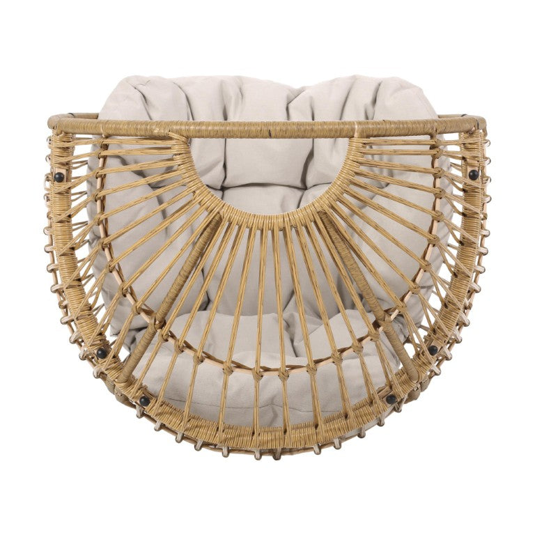 HomeRoots 31 Inch Metal Egg Chair with Cushioned Seat for Outdoor Patio Lounging and Modern Style White / Cream 727667