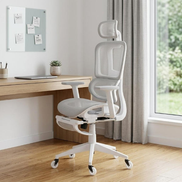 Ergonomic Swivel Gaming Chair with Adjustable Height Rolling Base and Built-in Footrest Support