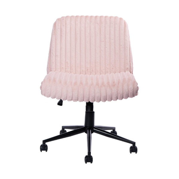 HomeRoots Faux Fur Swivel Gaming Chair with Adjustable Height Rolling Base for Modern Setups Pink / Black 727686