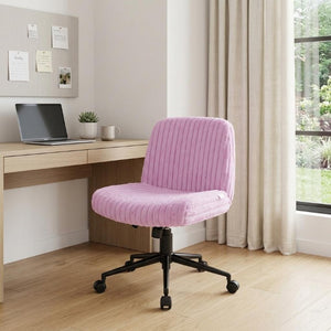 Faux Fur Swivel Gaming Chair with Adjustable Height Rolling Base for Modern Setups